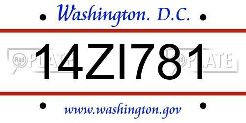14ZI781 District Of Columbia License Plate