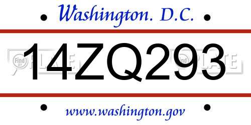14ZQ293 District Of Columbia License Plate