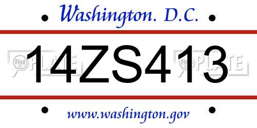 14ZS413 District Of Columbia License Plate