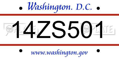 14ZS501 District Of Columbia License Plate