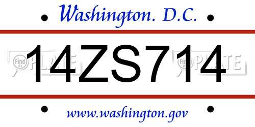14ZS714 District Of Columbia License Plate