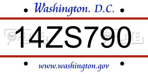 14ZS790 District Of Columbia License Plate