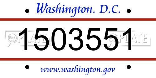 1503551 District Of Columbia License Plate