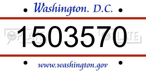 1503570 District Of Columbia License Plate