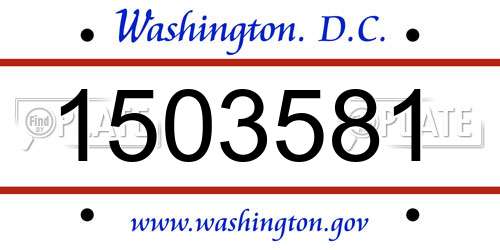 1503581 District Of Columbia License Plate