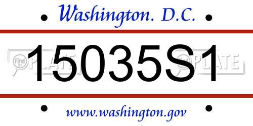 15035S1 District Of Columbia License Plate