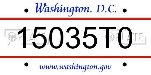 15035T0 District Of Columbia License Plate