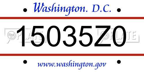 15035Z0 District Of Columbia License Plate