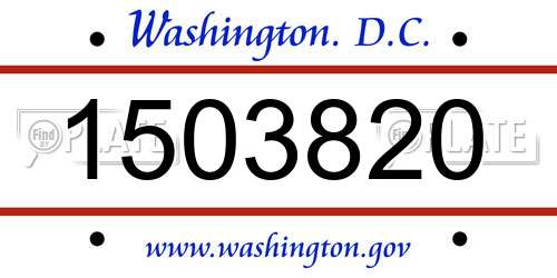 1503820 District Of Columbia License Plate