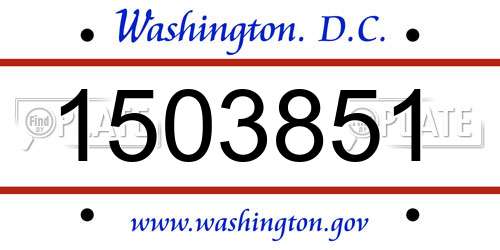 1503851 District Of Columbia License Plate