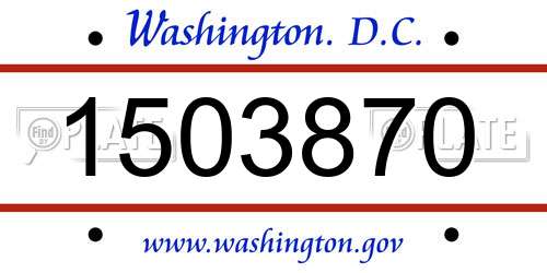 1503870 District Of Columbia License Plate