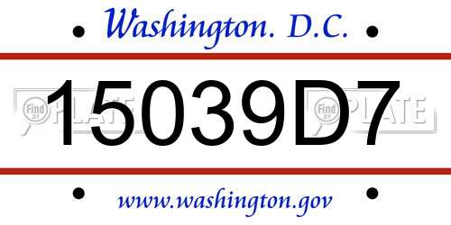 15039D7 District Of Columbia License Plate
