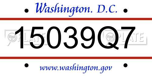 15039Q7 District Of Columbia License Plate