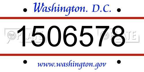 1506578 District Of Columbia License Plate