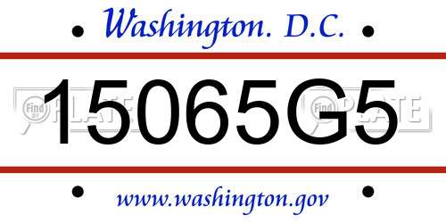 15065G5 District Of Columbia License Plate
