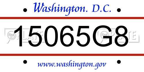 15065G8 District Of Columbia License Plate