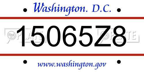 15065Z8 District Of Columbia License Plate