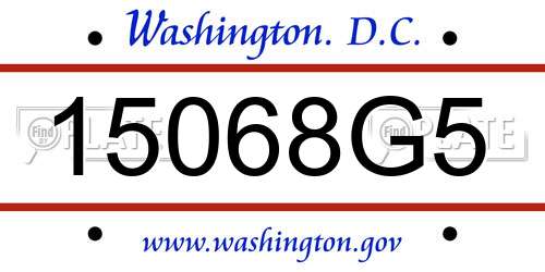 15068G5 District Of Columbia License Plate