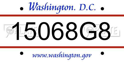 15068G8 District Of Columbia License Plate