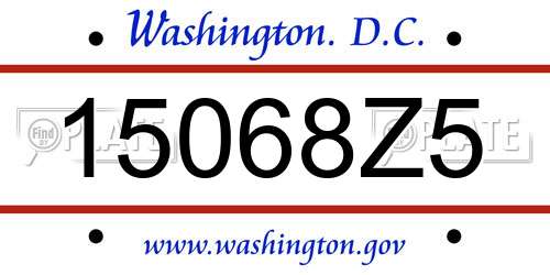 15068Z5 District Of Columbia License Plate