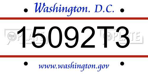 15092T3 District Of Columbia License Plate