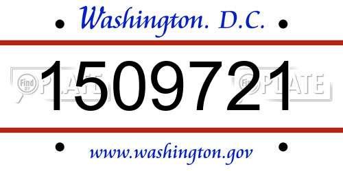 1509721 District Of Columbia License Plate