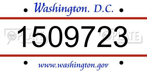 1509723 District Of Columbia License Plate