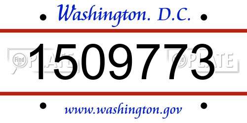 1509773 District Of Columbia License Plate