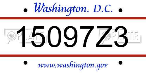 15097Z3 District Of Columbia License Plate