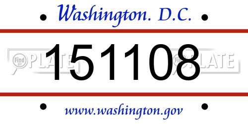 151108 District Of Columbia License Plate