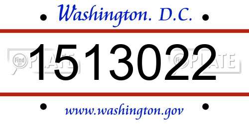 1513022 District Of Columbia License Plate