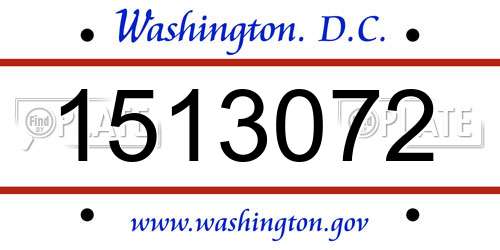 1513072 District Of Columbia License Plate