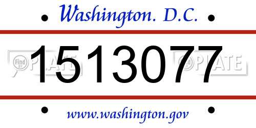 1513077 District Of Columbia License Plate