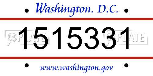 1515331 District Of Columbia License Plate