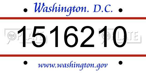 1516210 District Of Columbia License Plate
