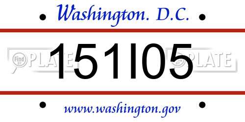 151I05 District Of Columbia License Plate