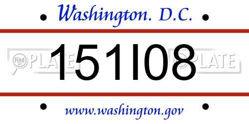 151I08 District Of Columbia License Plate