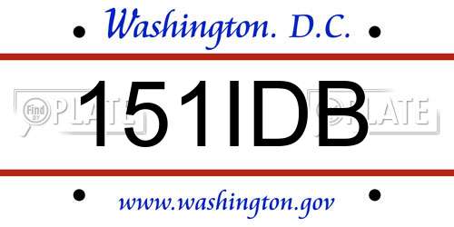 151IDB District Of Columbia License Plate