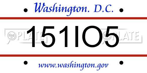 151IO5 District Of Columbia License Plate