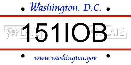 151IOB District Of Columbia License Plate