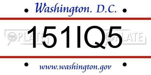 151IQ5 District Of Columbia License Plate