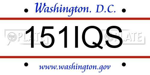 151IQS District Of Columbia License Plate