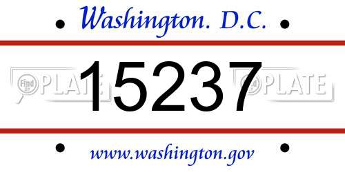 15237 District Of Columbia License Plate