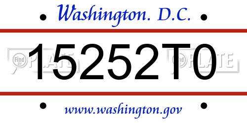 15252T0 District Of Columbia License Plate