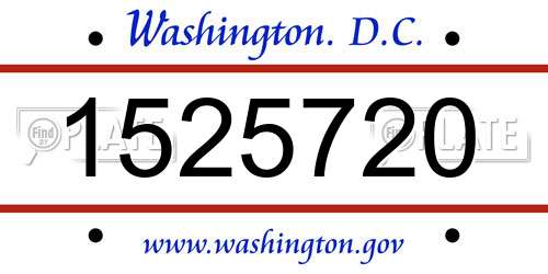 1525720 District Of Columbia License Plate