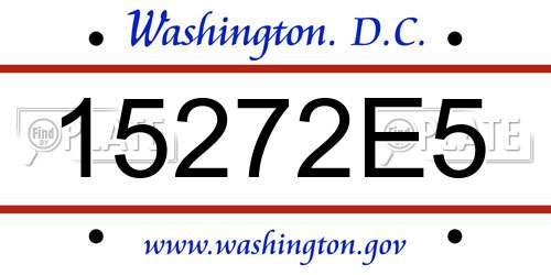 15272E5 District Of Columbia License Plate