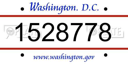 1528778 District Of Columbia License Plate