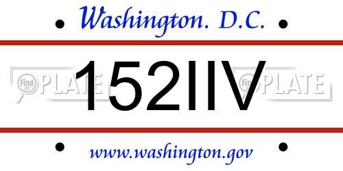 152IIV District Of Columbia License Plate