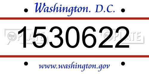 1530622 District Of Columbia License Plate
