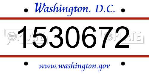 1530672 District Of Columbia License Plate